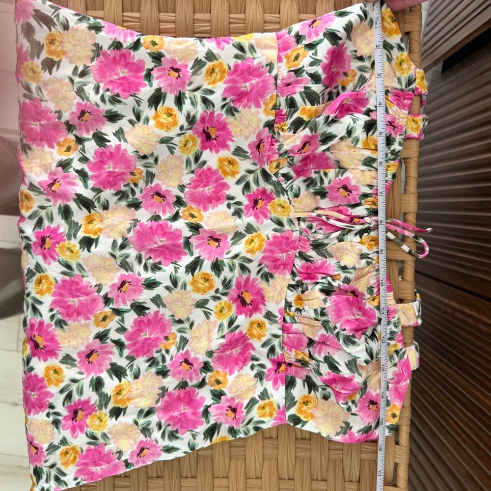 For Love & Lemons June Mini‎ Sun Dress Floral Pink Yellow Open Back Size Large - Picture 7 of 9